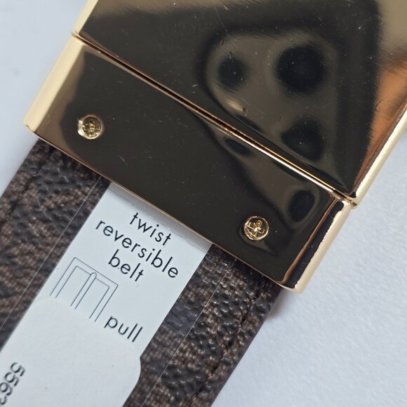 NWT MICHAEL Michael Kors Reversible Brown Belt M Gold Buckle - Picture 4 of 5